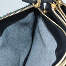 CELINE Trio Large Shoulder Bag Canvas Green Gold Auth 88114V-18