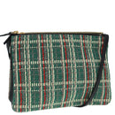 CELINE Trio Large Shoulder Bag Canvas Green Gold Auth 88114V-1