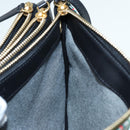 CELINE Trio Large Shoulder Bag Canvas Green Gold Auth 88114V-25