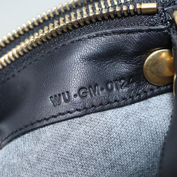 CELINE Trio Large Shoulder Bag Canvas Green Gold Auth 88114V