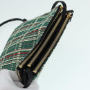 CELINE Trio Large Shoulder Bag Canvas Green Gold Auth 88114V-6