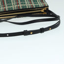 CELINE Trio Large Shoulder Bag Canvas Green Gold Auth 88114V-7