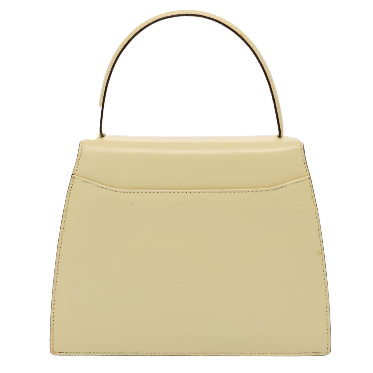 CELINE Hand Bag Leather 2way Cream Gold Auth 88115 - 0