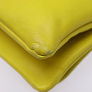 CELINE Trio Large Shoulder Bag Leather Yellow Gold Auth 88116-16