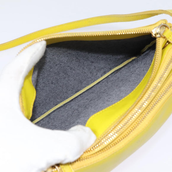 CELINE Trio Grote Schoudertas Leer Geel Goud Auth 88116