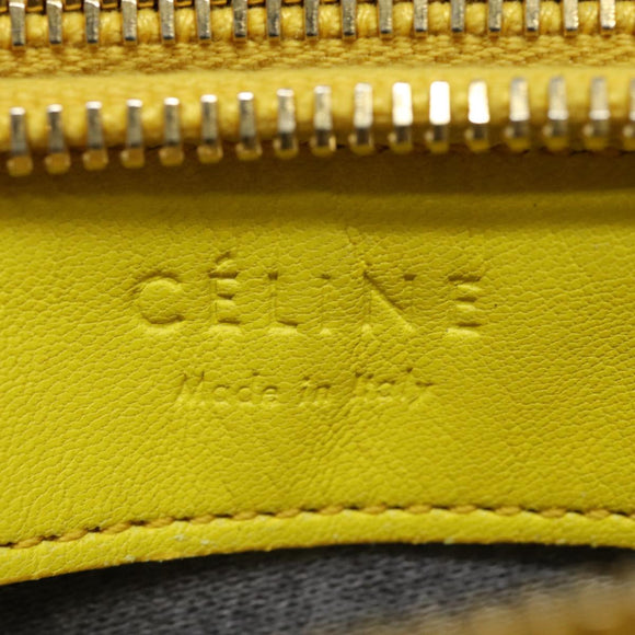CELINE Trio Grote Schoudertas Leer Geel Goud Auth 88116