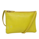 CELINE Trio Large Shoulder Bag Leather Yellow Gold Auth 88116-1