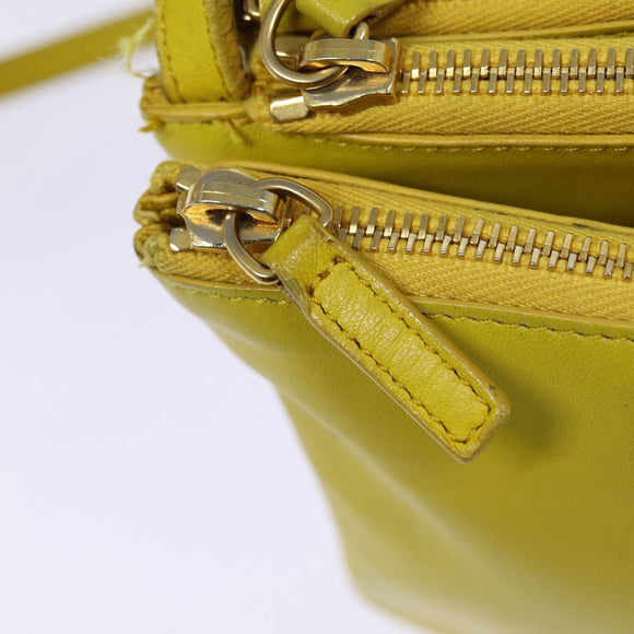 CELINE Trio Grote Schoudertas Leer Geel Goud Auth 88116