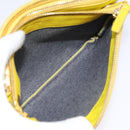 CELINE Trio Large Shoulder Bag Leather Yellow Gold Auth 88116-24