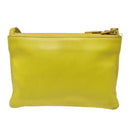 CELINE Trio Large Shoulder Bag Leather Yellow Gold Auth 88116-2