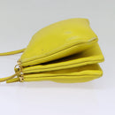CELINE Trio Large Shoulder Bag Leather Yellow Gold Auth 88116-3