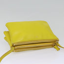 CELINE Trio Large Shoulder Bag Leather Yellow Gold Auth 88116-6