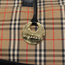 BURBERRY Nova Check Hand Bag Canvas Leather Beige Gold Auth 88122-15