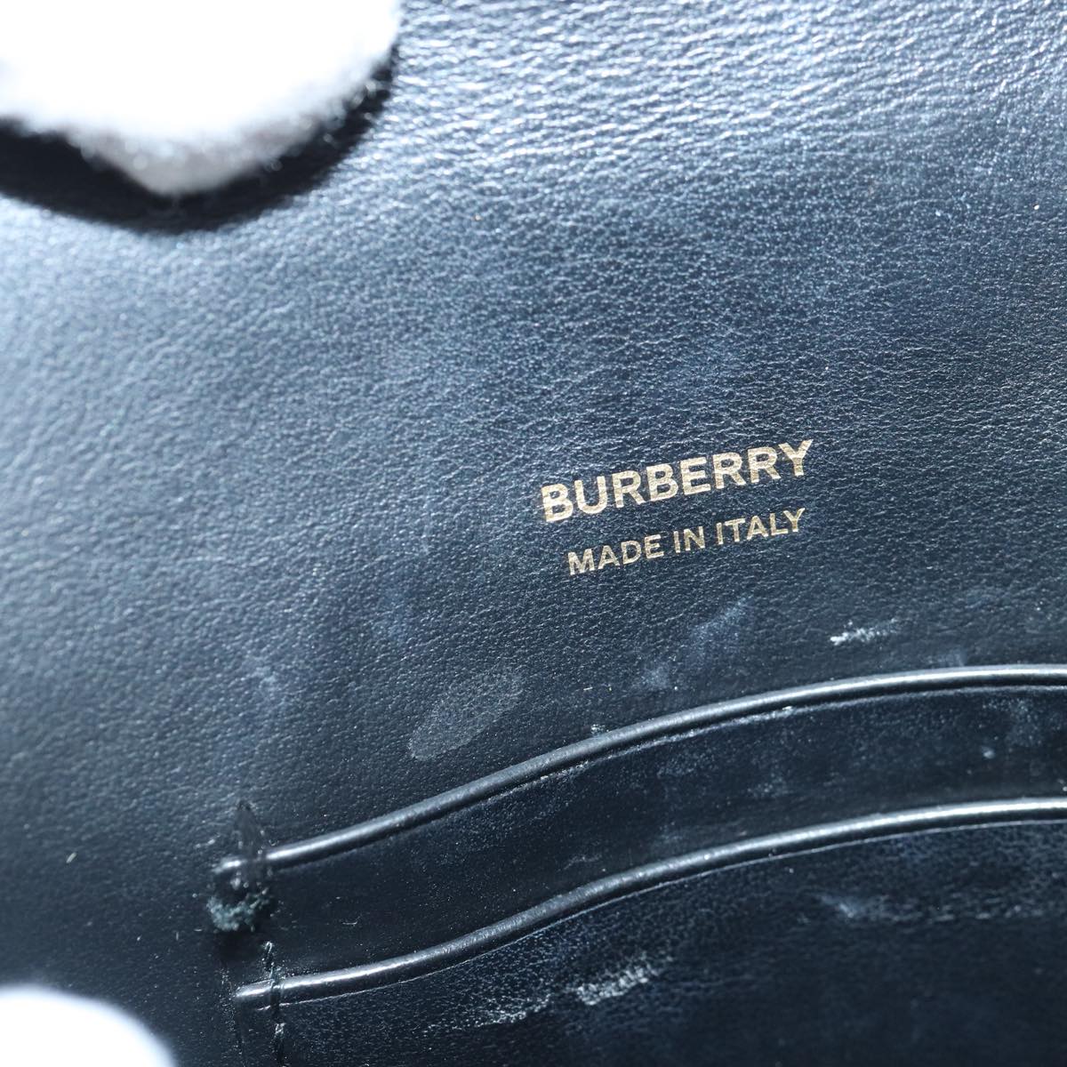 BURBERRY Shoulder Bag Leather Black Gold Auth 88126