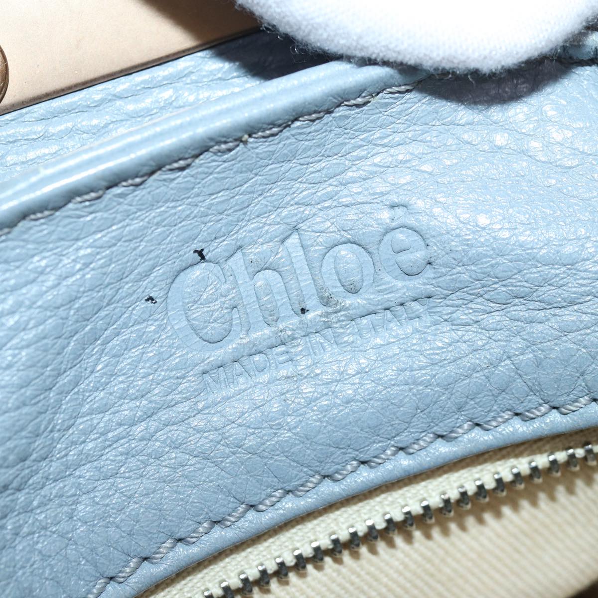 Chloe Paddington Hand Bag Leather Light Blue Gold Silver Auth 88142