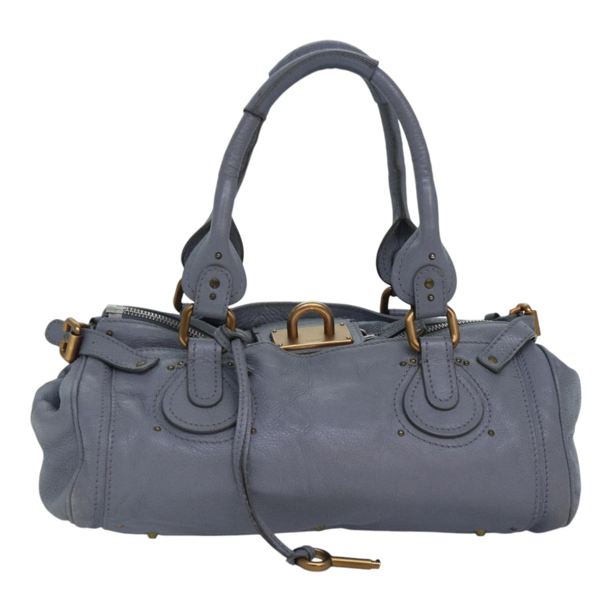 Chloe Paddington Hand Bag Leather Light Blue Gold Silver Auth 88142 - 0