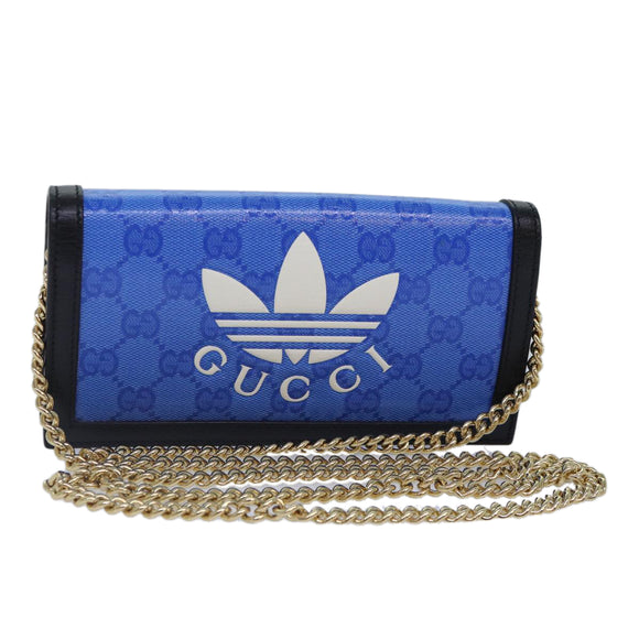 GUCCI GG Supreme Adidas Collaboration Chain Shoulder Wallet 621892 Auth 88144SAM
