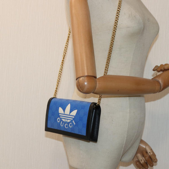 GUCCI GG Supreme Adidas Collaboration Chain Shoulder Wallet 621892 Auth 88144SAM