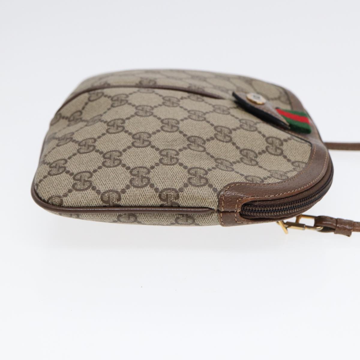 GUCCI GG Supreme Web Sherry Line Shoulder Bag PVC Beige 904 02 047 Auth 88145