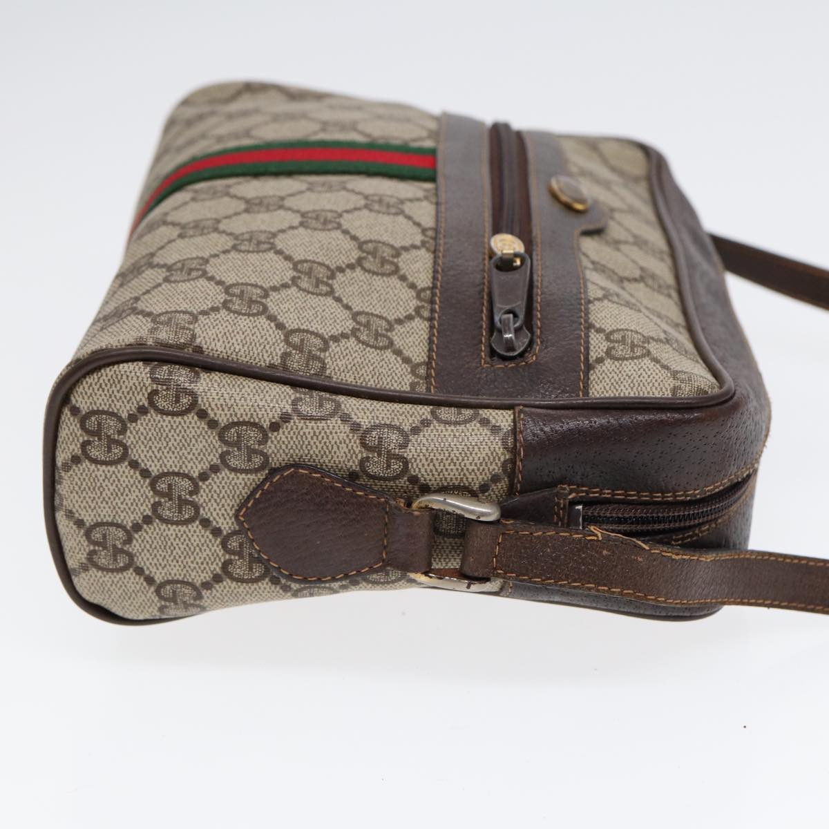 GUCCI GG Supreme Web Sherry Line Shoulder Bag PVC Beige 72 001 4071 Auth 88146