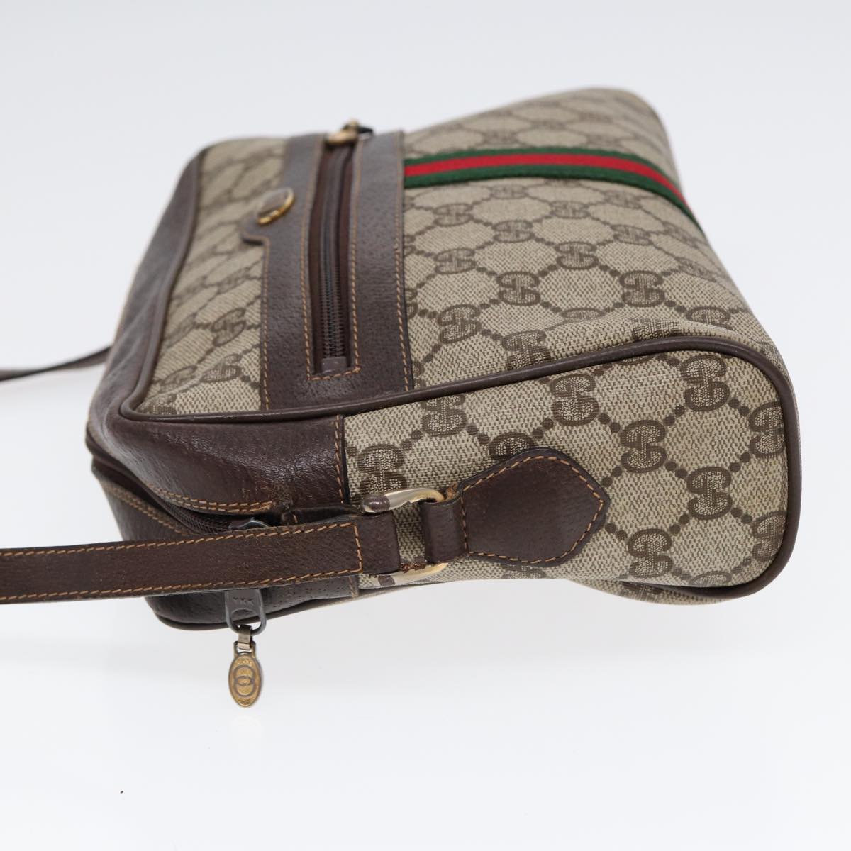 GUCCI GG Supreme Web Sherry Line Shoulder Bag PVC Beige 72 001 4071 Auth 88146