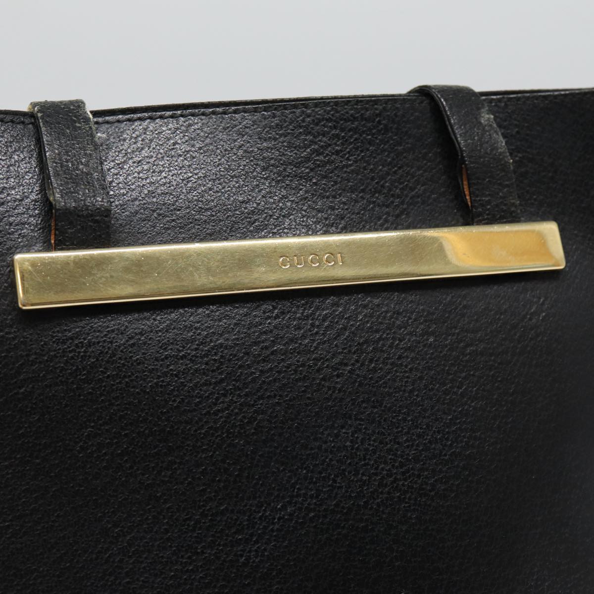 GUCCI Hand Bag Leather Black Gold 000 2058 0558 0 Auth 88166