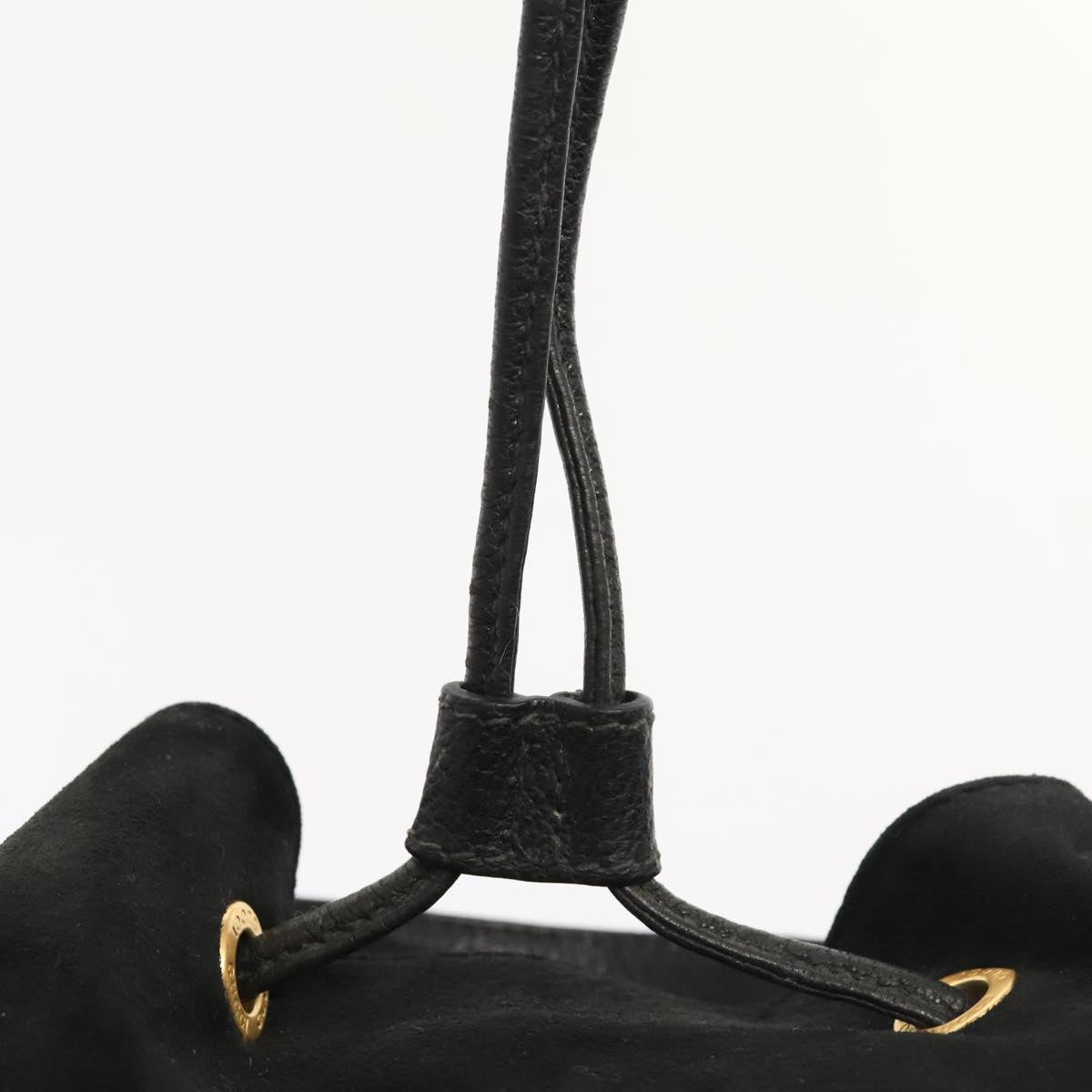 GUCCI Bamboo Backpack Suede Black Gold 003 58 0016 Auth 88180