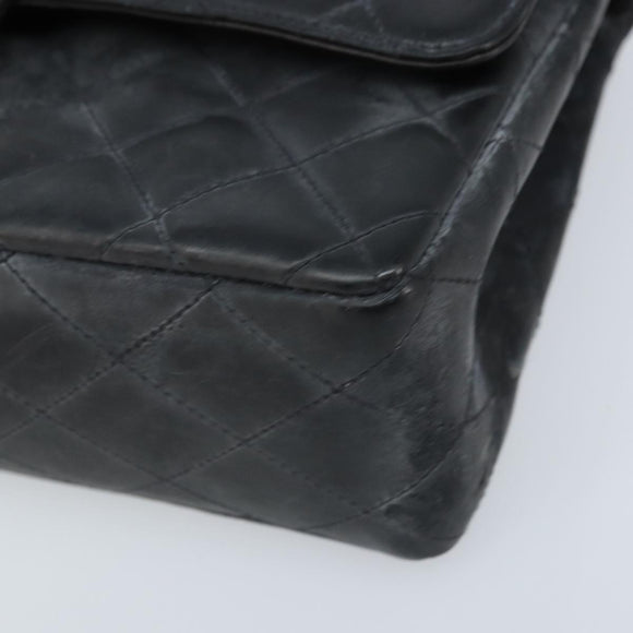 CHANEL Matelasse Chain Shoulder Bag Leather Black Gold CC Auth 88183