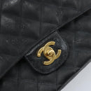 CHANEL Matelasse Chain Shoulder Bag Leather Black Gold CC Auth 88183-16