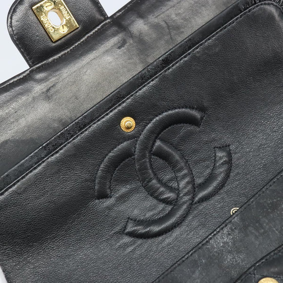 CHANEL Matelasse Ketten-Schultertasche Leder Schwarz Gold CC Auth 88183