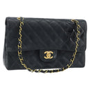 CHANEL Matelasse Chain Shoulder Bag Leather Black Gold CC Auth 88183-1