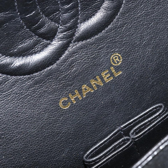 CHANEL Matelasse Chain Shoulder Bag Leather Black Gold CC Auth 88183