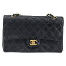 CHANEL Matelasse Chain Shoulder Bag Leather Black Gold CC Auth 88183-2