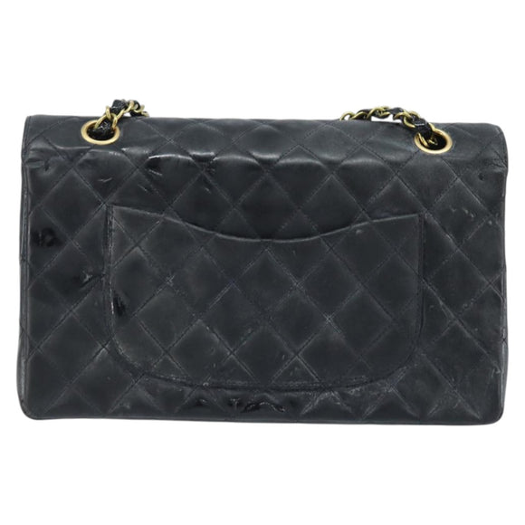 CHANEL Matelasse Chain Shoulder Bag Leather Black Gold CC Auth 88183