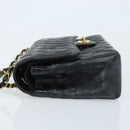 CHANEL Matelasse Chain Shoulder Bag Leather Black Gold CC Auth 88183-5