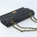 CHANEL Matelasse Chain Shoulder Bag Leather Black Gold CC Auth 88183-6