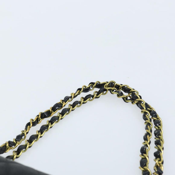 CHANEL Matelasse Chain Shoulder Bag Leather Black Gold CC Auth 88183