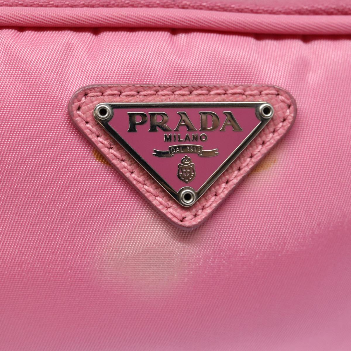 PRADA Mini Hand Bag Nylon Pink Silver Auth 88185