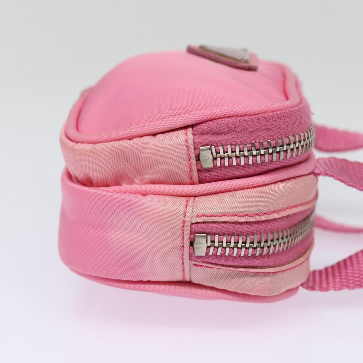 PRADA Mini Hand Bag Nylon Pink Silver Auth 88185