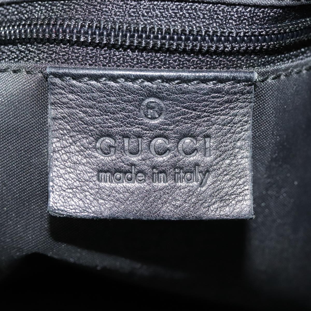 GUCCI Shoulder Bag Leather Nylon Black Silver 001 3341 1705 Auth 88190