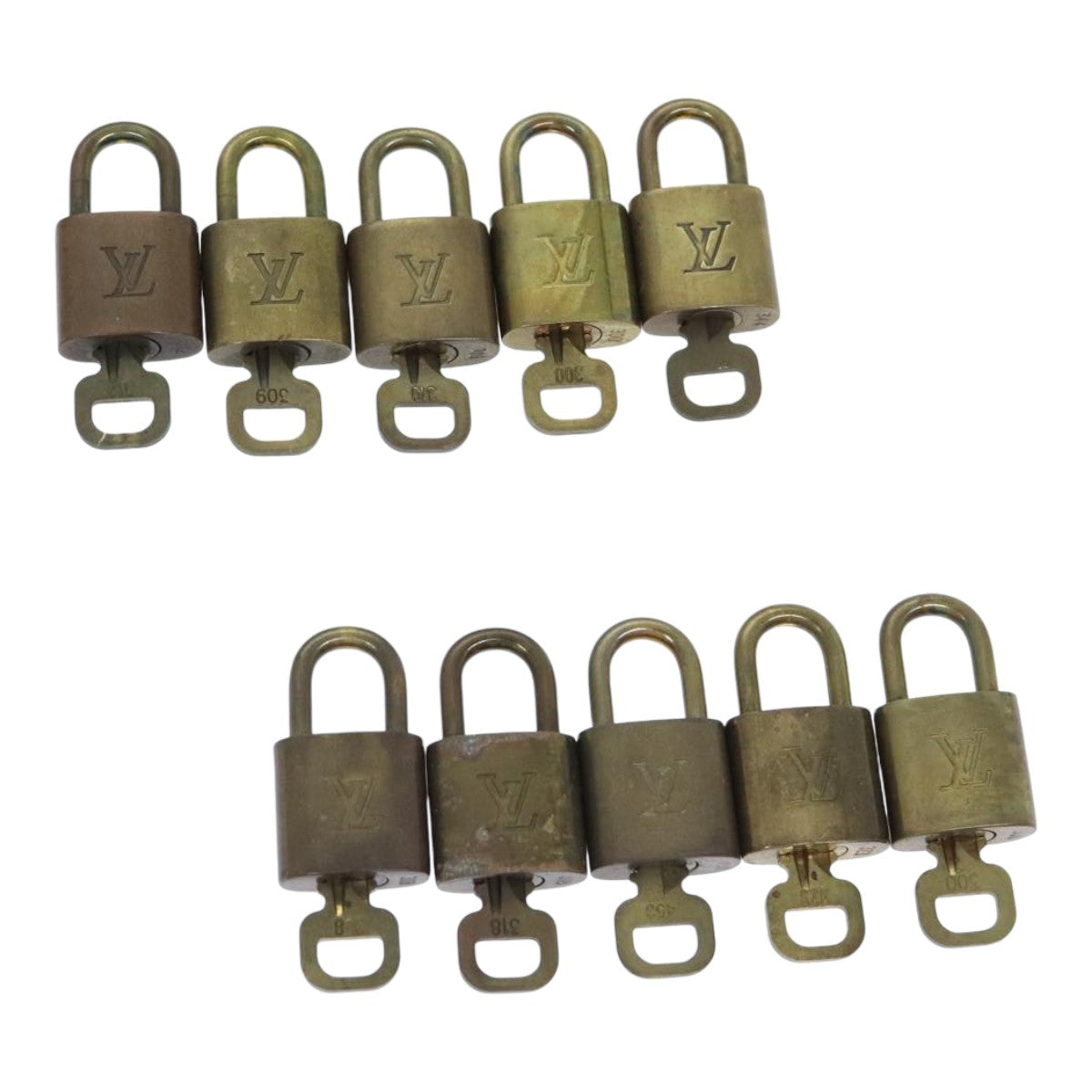 LOUIS VUITTON Padlock 10set metal Gold Tone LV Auth 88199