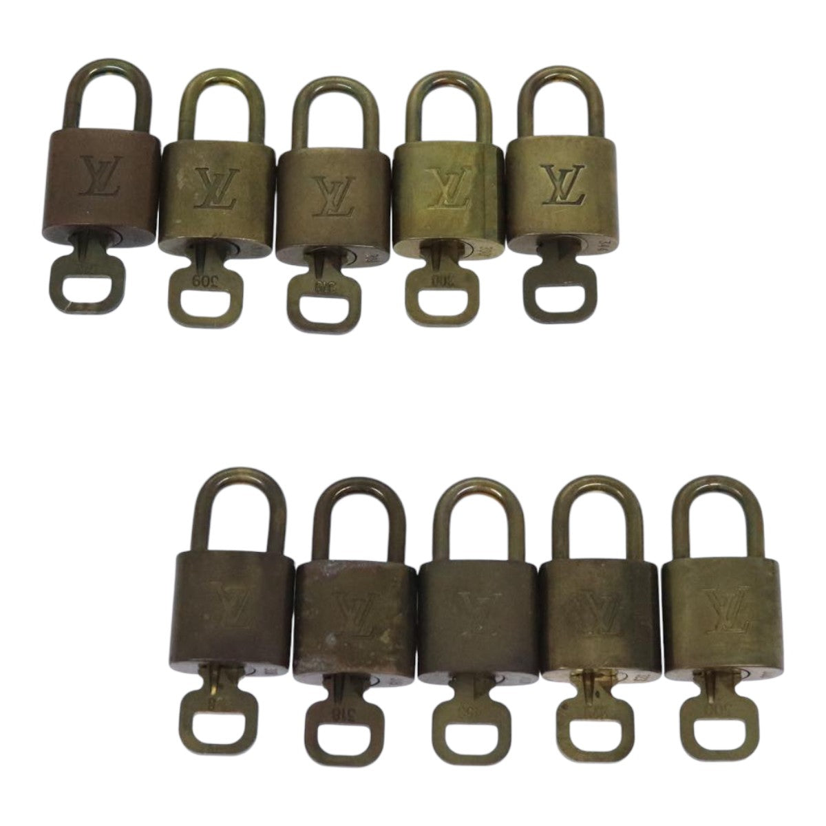 LOUIS VUITTON Padlock 10set metal Gold Tone LV Auth 88199 - 0