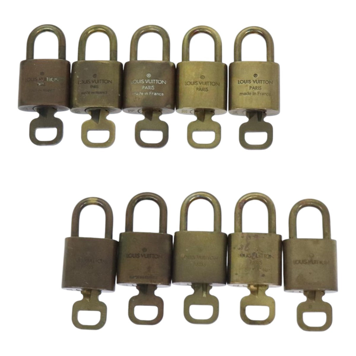 LOUIS VUITTON Padlock 10set metal Gold Tone LV Auth 88199