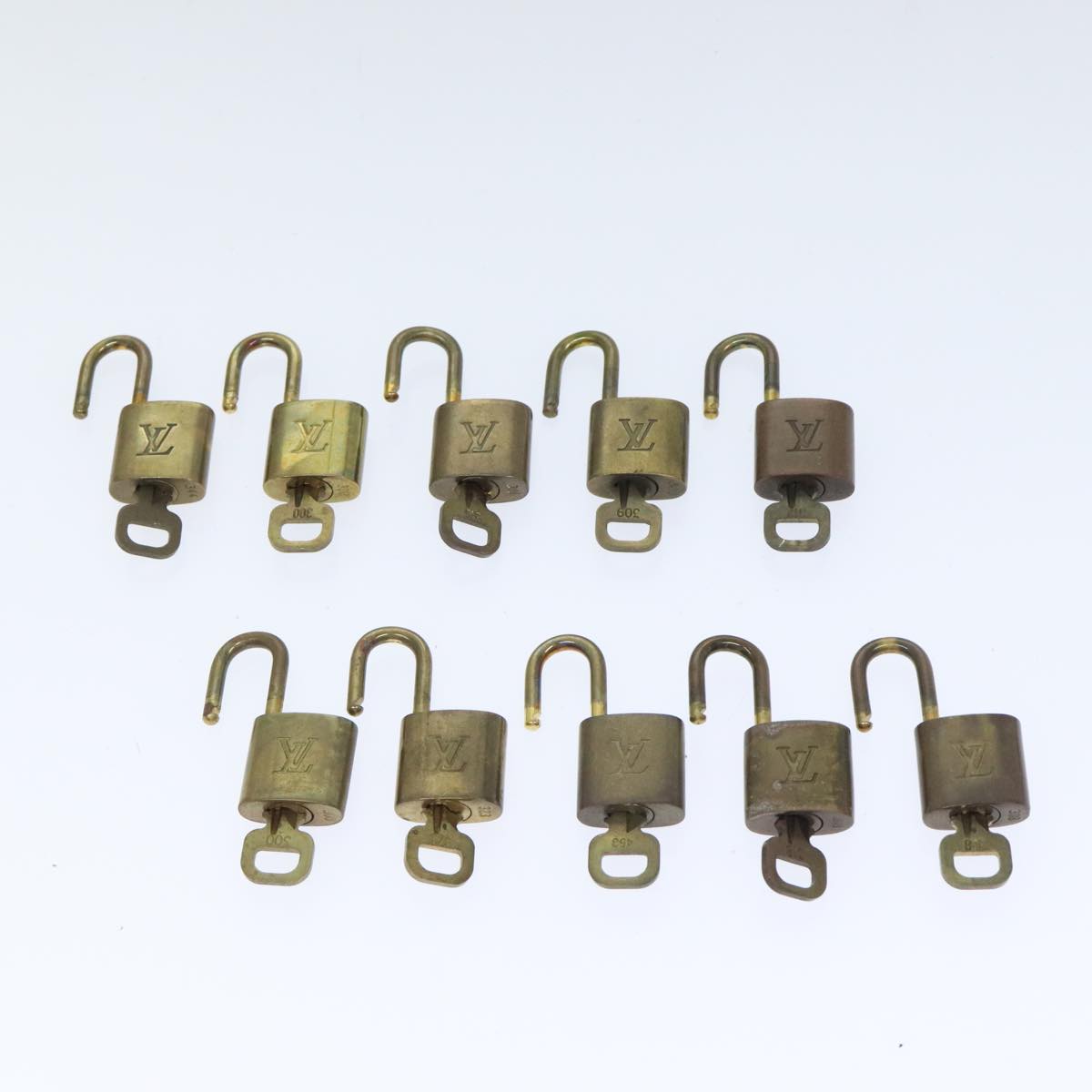 LOUIS VUITTON Padlock 10set metal Gold Tone LV Auth 88199