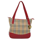 Burberrys Nova Check Tote Bag Canvas Leather Beige Gold Auth 88205-1