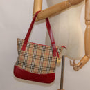 Burberrys Nova Check Tote Bag Canvas Leather Beige Gold Auth 88205-24