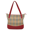 Burberrys Nova Check Tote Bag Canvas Leather Beige Gold Auth 88205-13