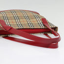 Burberrys Nova Check Tote Bag Canvas Leather Beige Gold Auth 88205-7