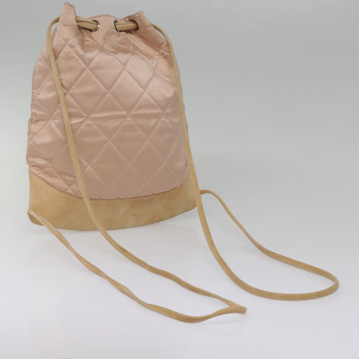 CHANEL knapsack Silk Suede Pink Brown CC Auth 88217