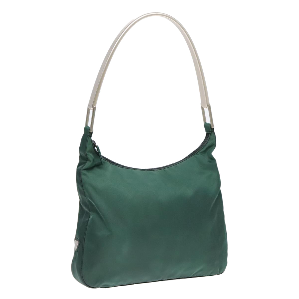 PRADA Shoulder Bag Nylon Green Silver Auth 88222